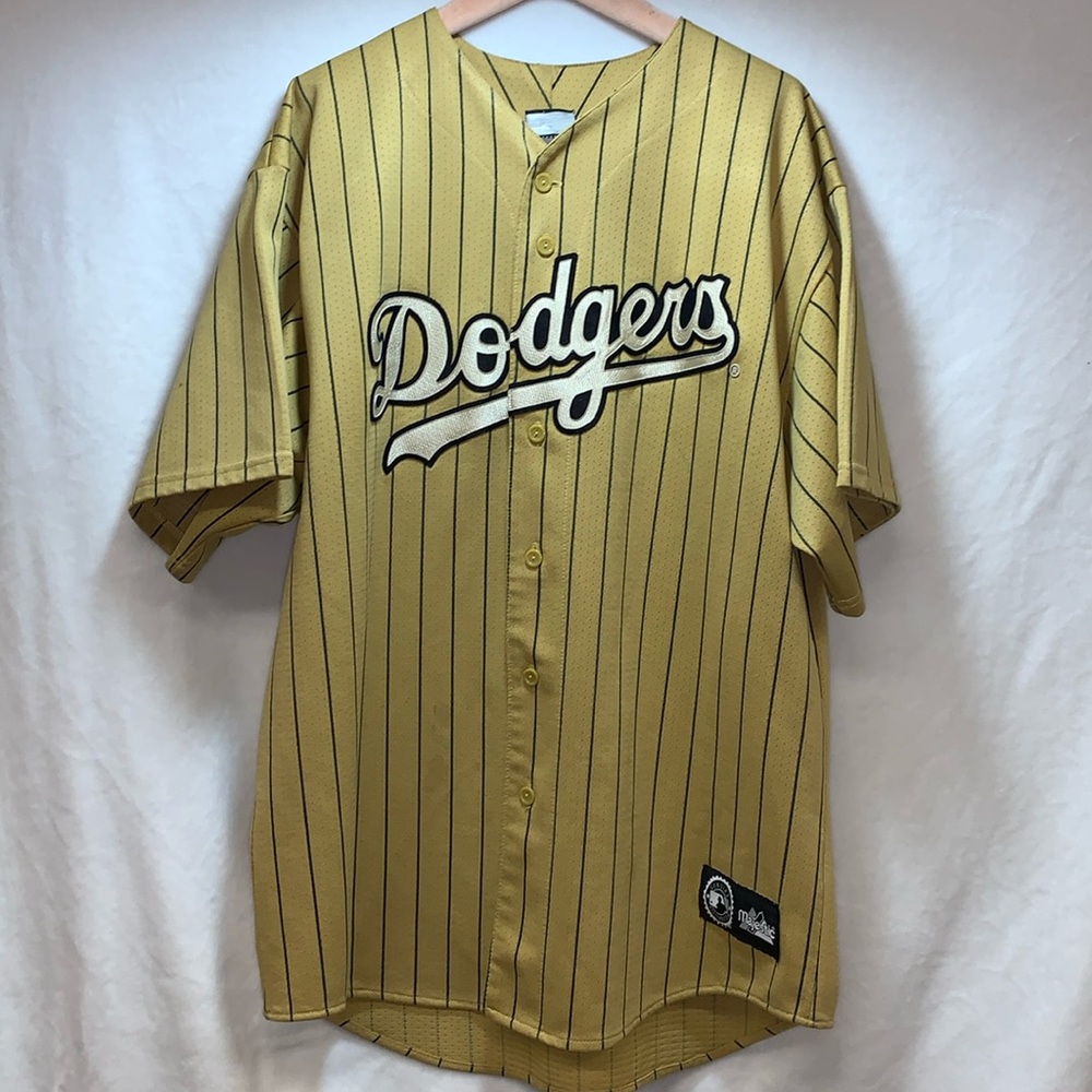 Majestic Los Angeles Dodgers Gold Pinstripe Jersey USA Made men’s XL RARE!!!